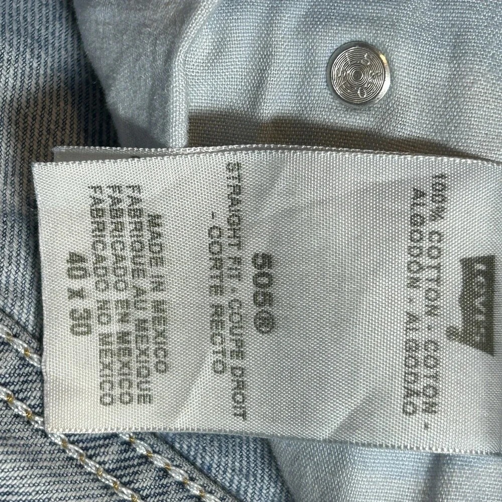 Levi's 505 Regular Fit Jeans Mens W40 L30 Light Wash Denim Blue